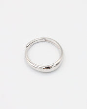 Adjustable rhodium-plated 925 sterling silver dome ring with smooth finish