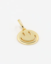 Side view of Flynn Gold smiley face pendant in gold-plated 925 sterling silver.