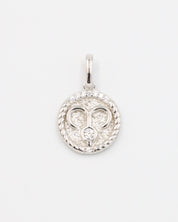 Aries Zodiac Pendant in Rhodium Plated 925 Sterling Silver with a Shimmering Zirconia Stone