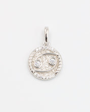 Cancer Zodiac Pendant in Rhodium Plated 925 Sterling Silver with a Zirconia Stone