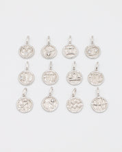 Rhodium Plated 925 Sterling Silver Zodiac Pendants with Zirconia Stones for All 12 Signs.