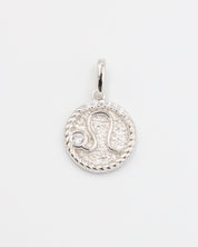Leo Zodiac Pendant Made of Rhodium Plated 925 Sterling Silver with a Zirconia Stone