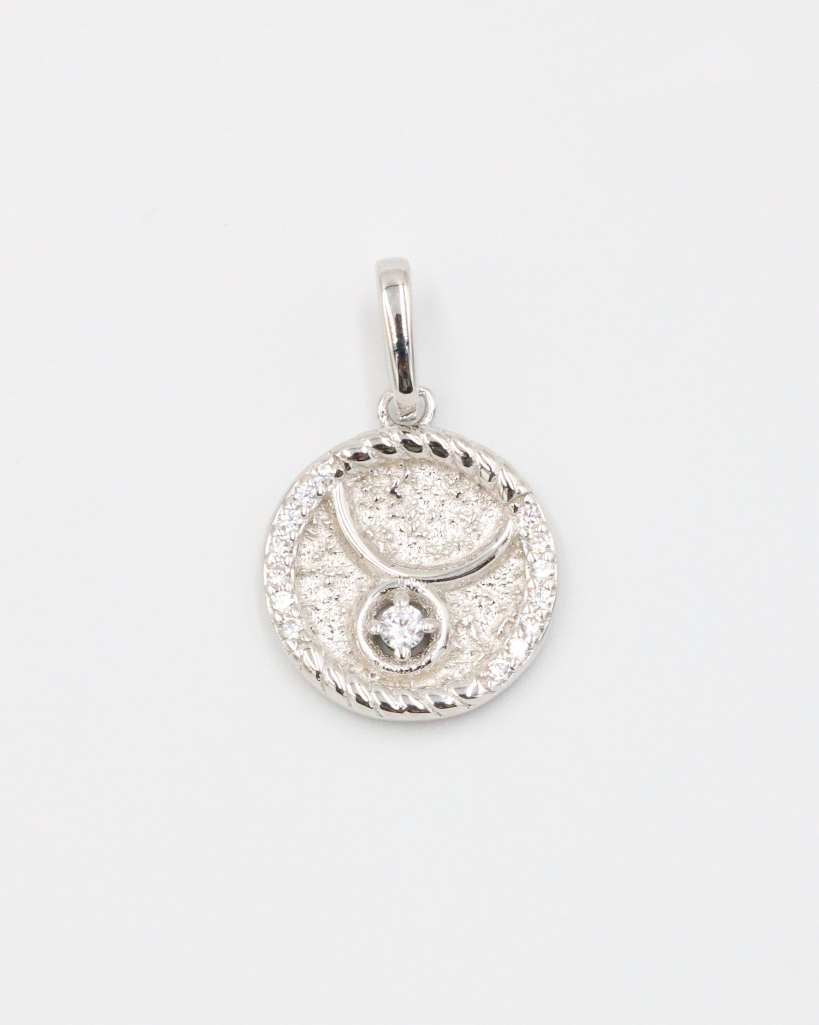 Taurus Zodiac Pendant Made from Rhodium Plated 925 Sterling Silver with a Sparkling Zirconia Stone