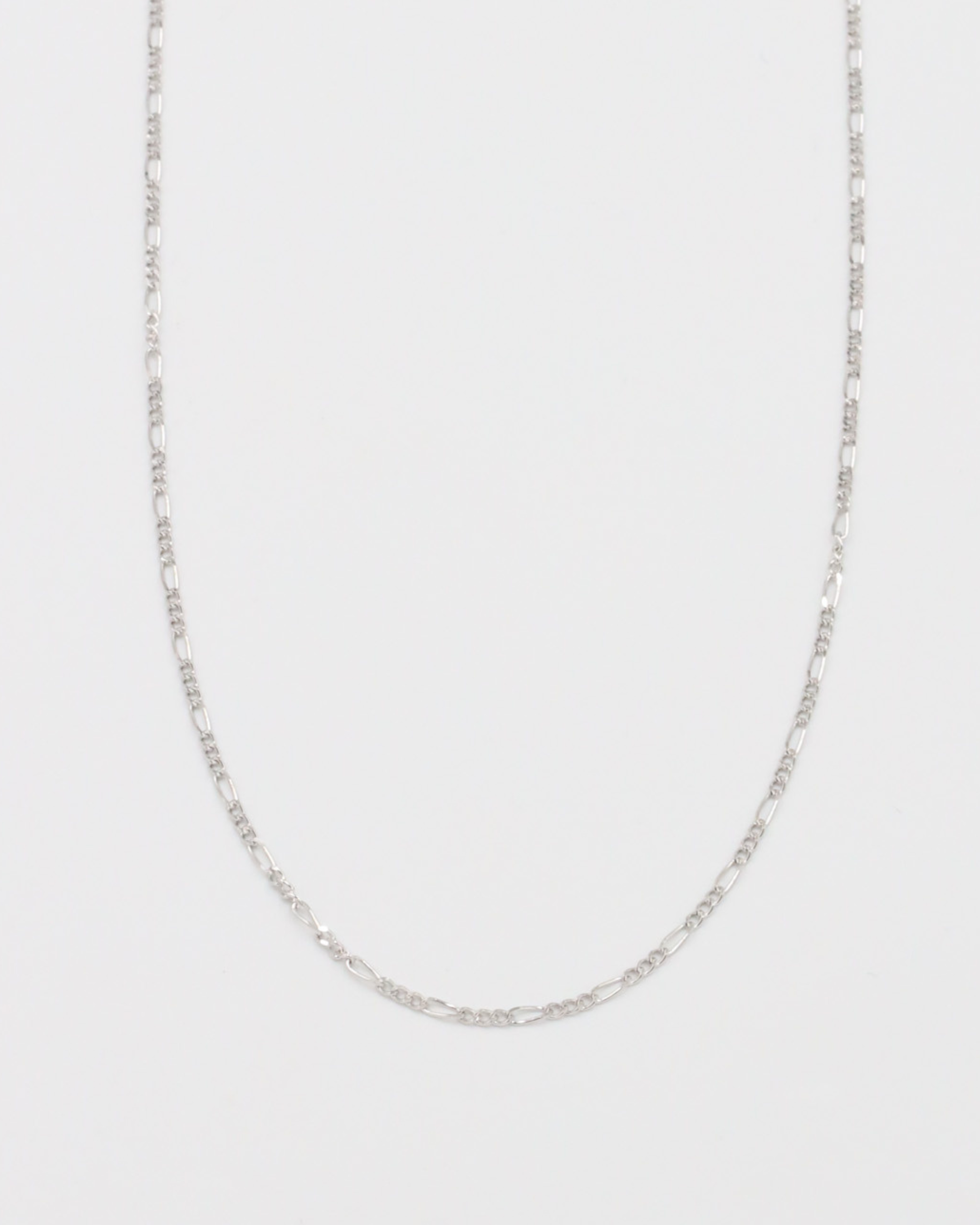 Close-up of the Annabelle necklace in sterling silver, showcasing its sleek chain design.