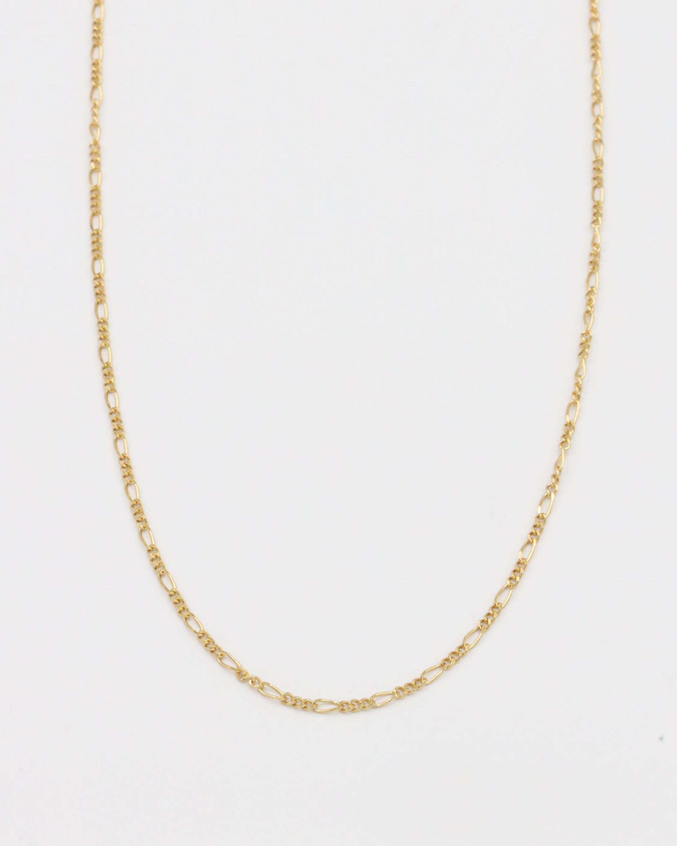 Closeup view of the Annabelle necklace in gold, showcasing its delicate chain design made from gold-plated 925 sterling silver.