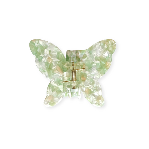 Butterfly Green White Hairclip