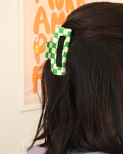 Avalon Green Check Hairclip