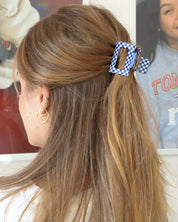 Louie Navy Check Hairclip