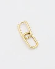 Close-up of a single Adelaide earring by ruru. studios, featuring a modern double-link design in a polished silver finish.