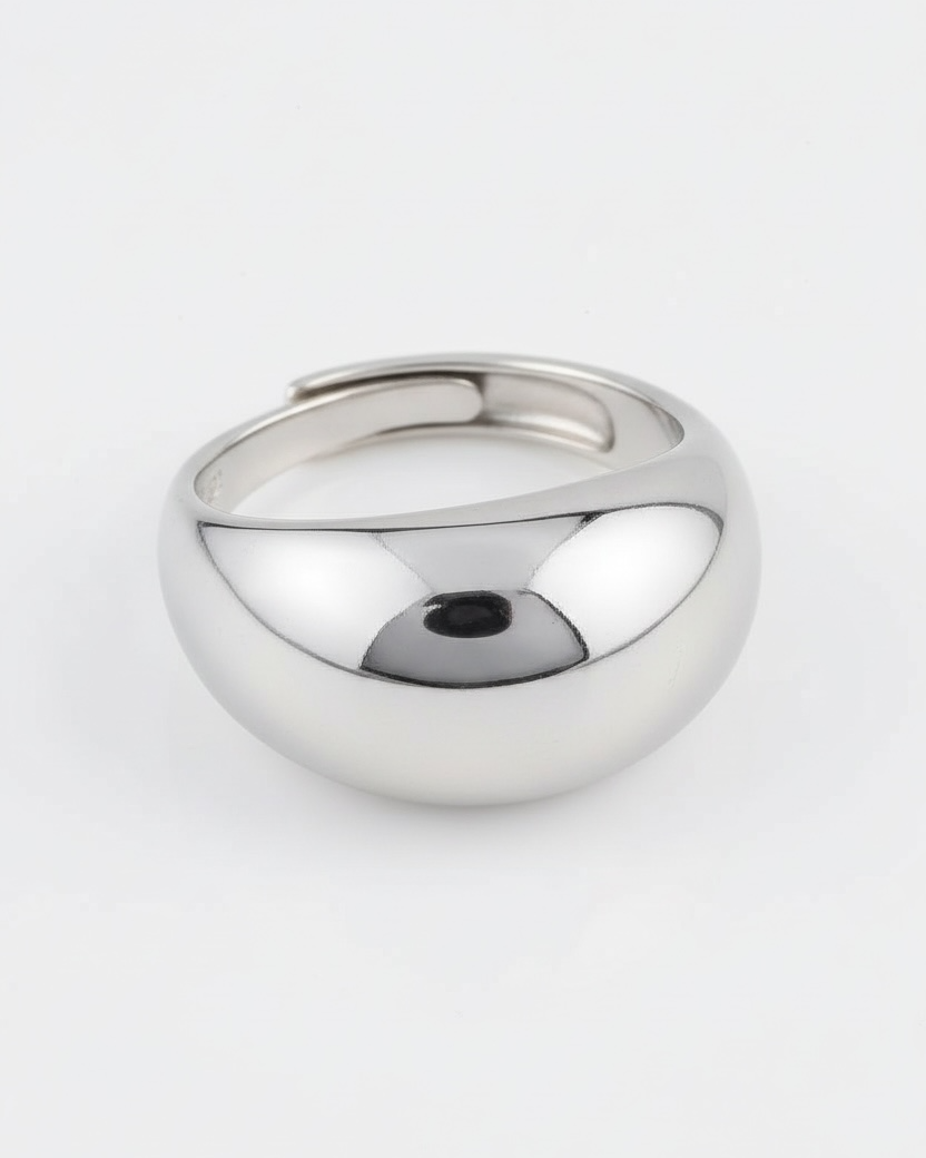Silver ring on a white background