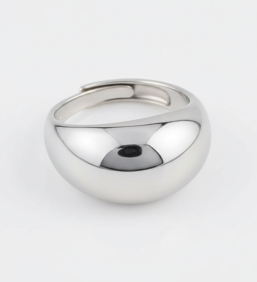 Silver ring on a white background