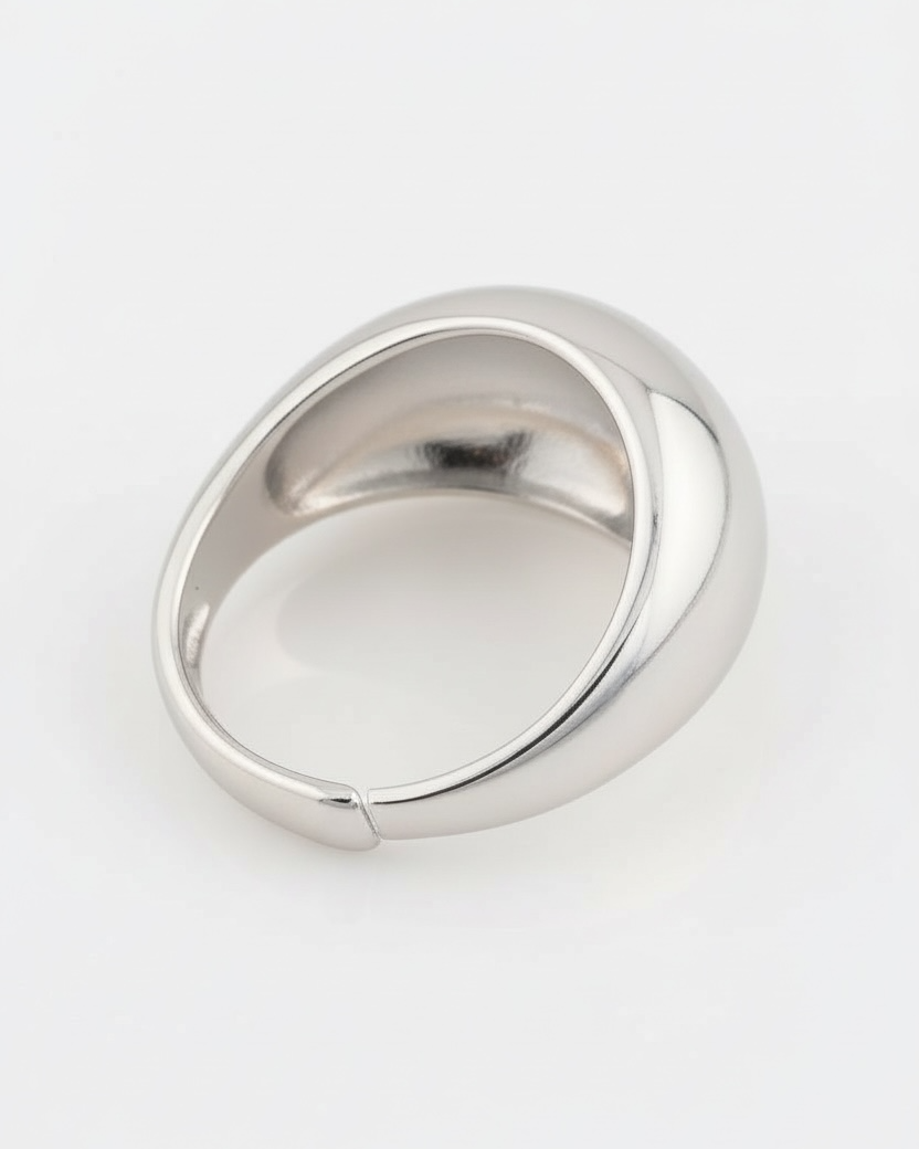 Silver ring on a white background