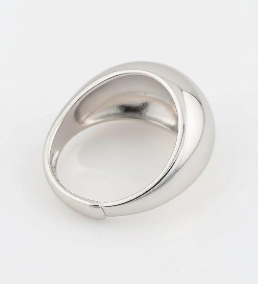 Silver ring on a white background