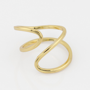Gold open ring on a white background