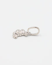 Croissant Silver pendant made from rhodium-plated 925 sterling silver, shown from a side angle.