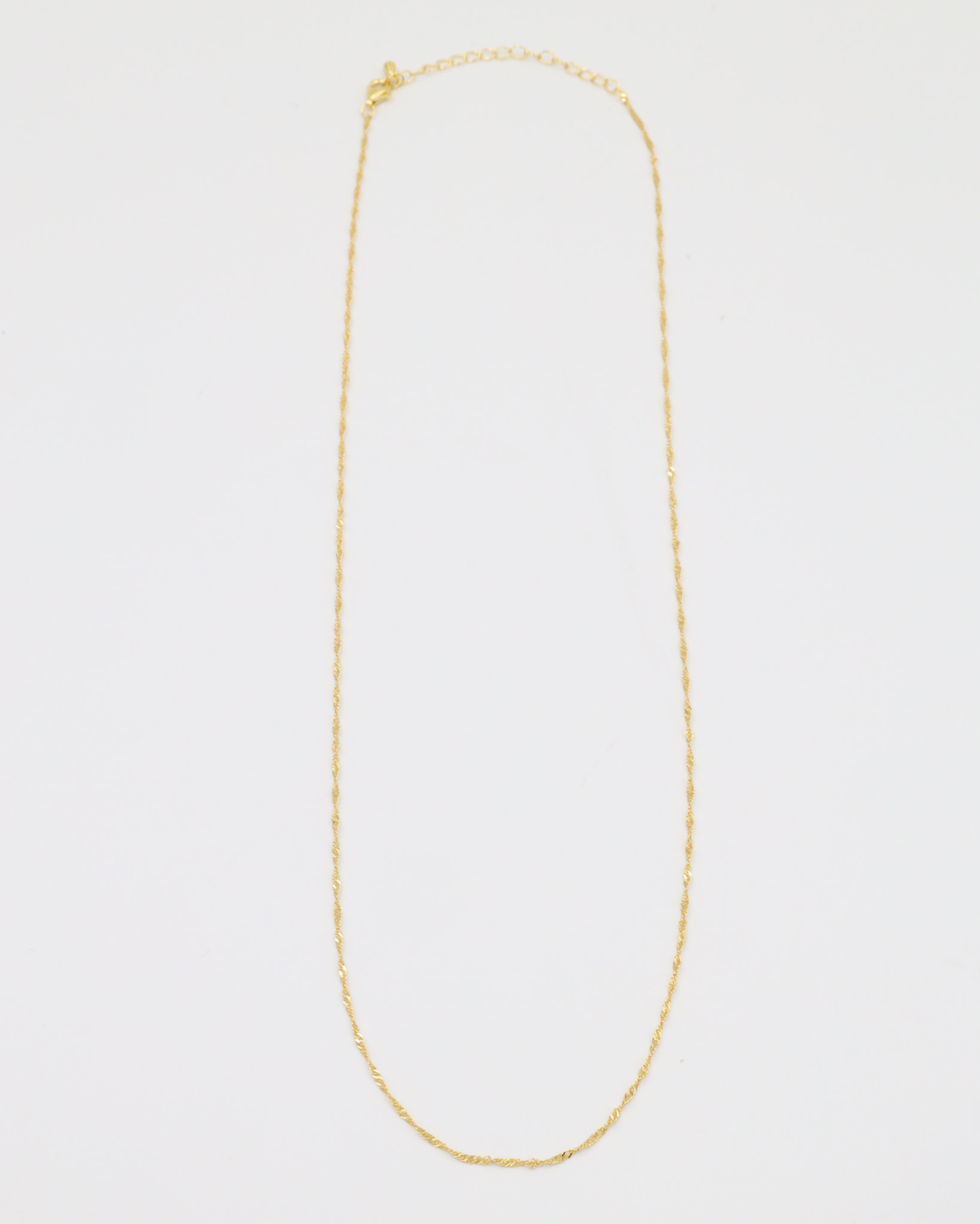 Full view of Jamie Gold necklace in gold-plated 925 sterling silver, with a twisted rope chain design.