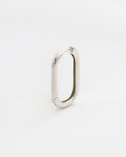 Single silver metal belt buckles with a simple, classic design on a white background.