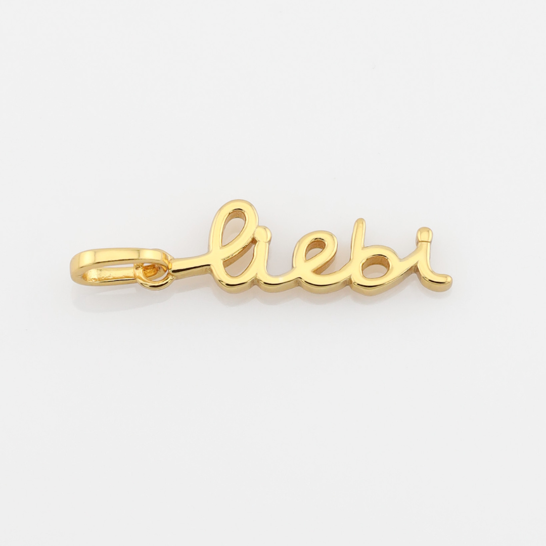 Gold 'Liebi' pendant on a white background