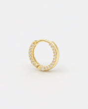 Single Mara hoop earring in gold-plated sterling silver, featuring an elegant row of zirconia stones.