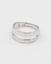 A simple silver ring with a smooth, flat surface and no visible brand marking.