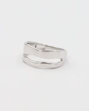 A simple silver ring with a smooth, flat surface and no visible brand marking.
