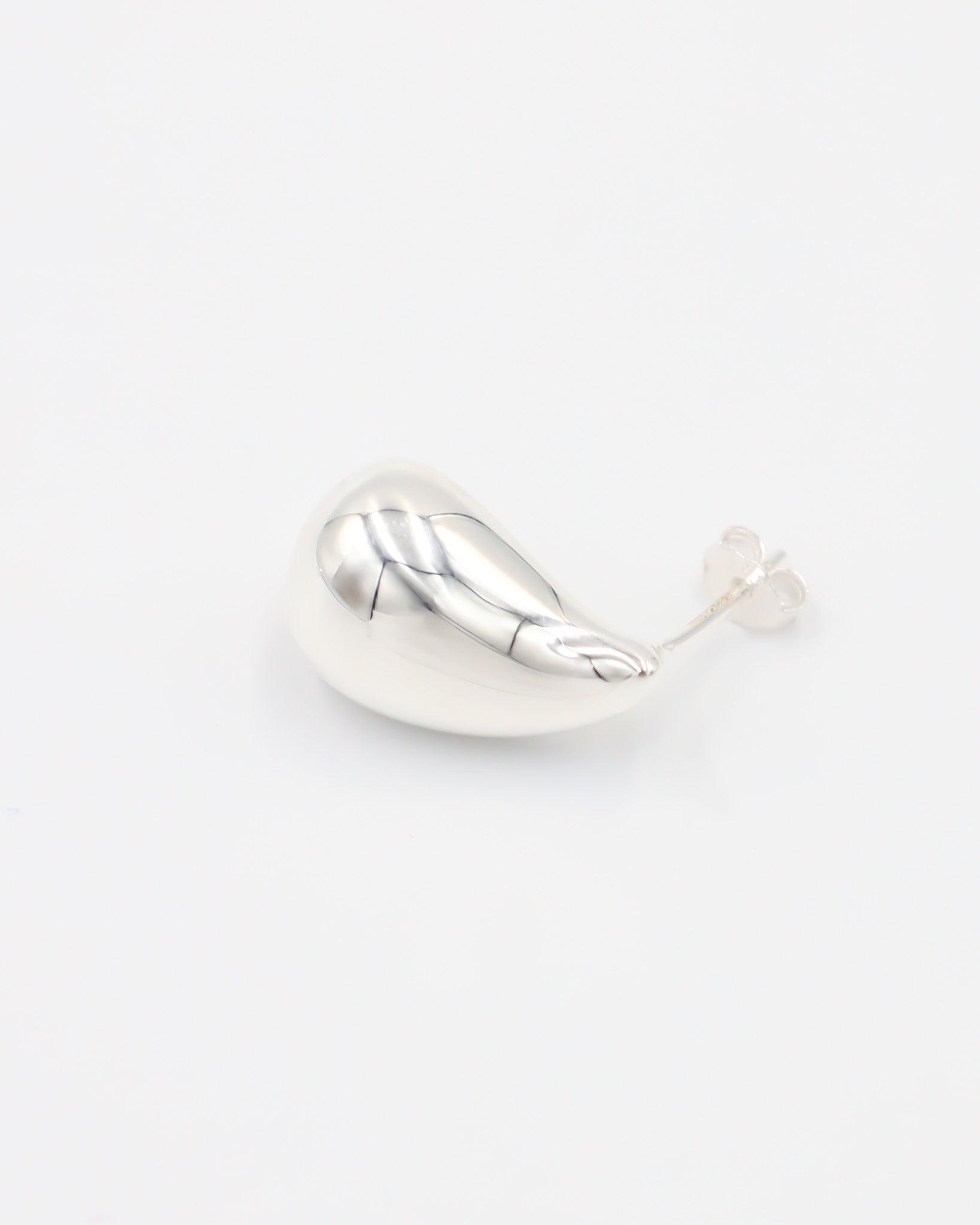 A pair of silver stud earrings with a butterfly clasp