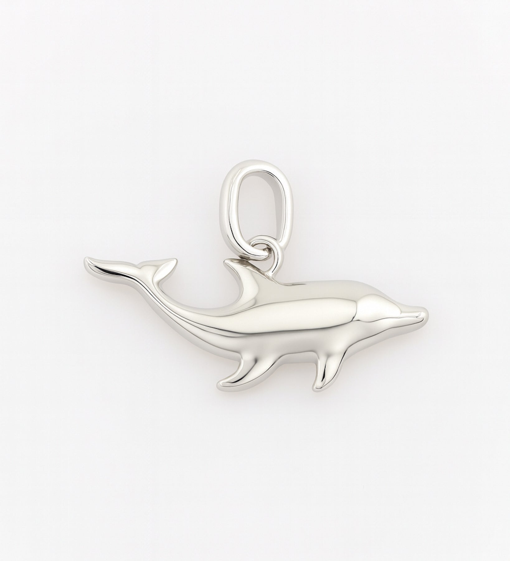 Silver dolphin pendant on a white background