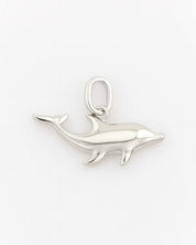 Silver dolphin pendant on a white background