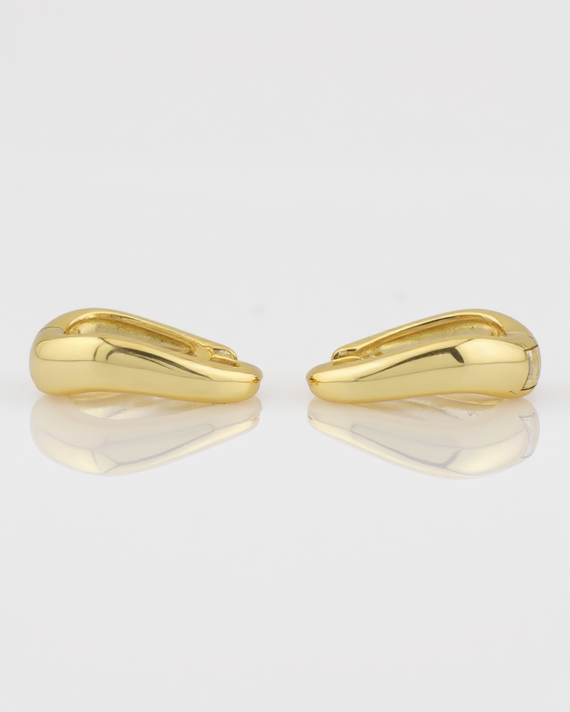 Pair of gold hoop earrings on a white background