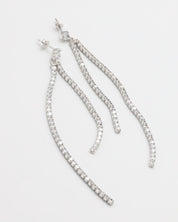 A pair of silver-colored stud earrings with small crystal embellishments.