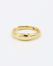 Aiden gold-plated sterling silver ring, adjustable, side view, smooth finish.