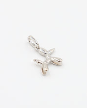 Diagonal view of Balloon Dog Silver pendant in 925 sterling silver.