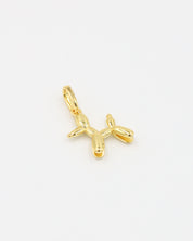 Gold-plated sterling silver balloon dog pendant, front view.
