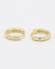 Cecilia gold-plated sterling silver huggie hoop earring pair with delicate stone details.