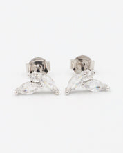 Eliza White Silver earrings pair, sterling silver with marquise-cut white stones