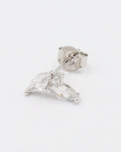 Eliza White Silver right ear stud made from sterling silver with marquise-cut white stones