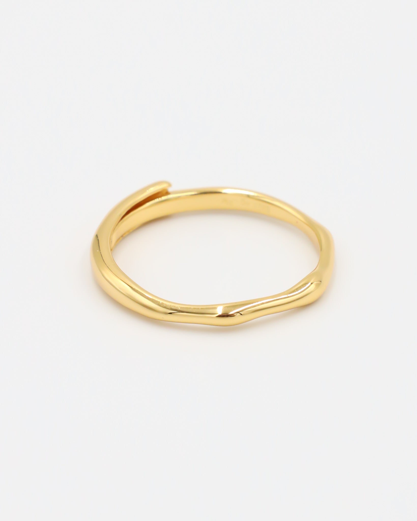 Lisanne - adjustable gold-plated sterling silver ring, minimalist design, front view.