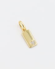 Sophia Gold Pendant - Front view of the rectangular gold-plated pendant featuring a small zirconia heart.