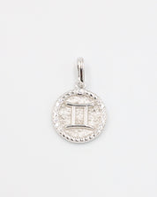 Gemini Zodiac Pendant Crafted from Rhodium Plated 925 Sterling Silver with Zirconia Stone Accents